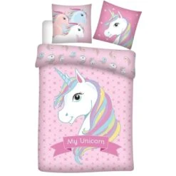 2-tlg.Set: Bettwäsche Einhorn In Rosa