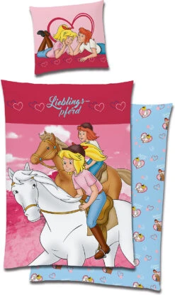 Wende-Bettwäsche Bibi & Tina "Heart", Flanell, 135 X 200 Cm