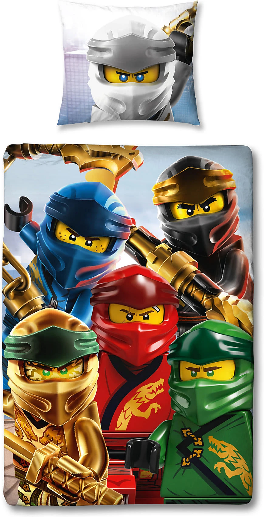 Kinderbettwäsche LEGO Ninjago, 135 X 200 Cm + 80 X 80 Cm 1 Kinderbettwäsche LEGO Ninjago, 135 X 200 Cm + 80 X 80 Cm
