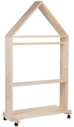 Childhome Standregal Offenes Haus + Rollen, Natur, 80 X 135 Cm