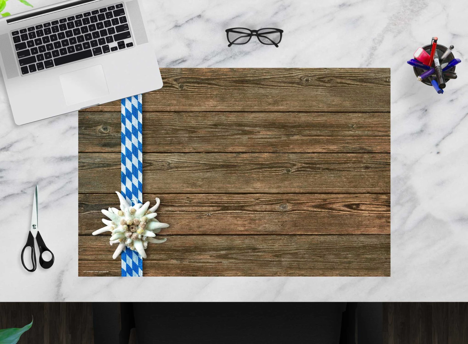 Schreibtischunterlage "Edelweiß Muster" In Braun (L)60 X (B)40 1 Schreibtischunterlage "Edelweiß Muster" In Braun (L)60 X (B)40