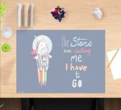 Schreibtischunterlage "Einhorn Im Weltall" In Grau (L)60 X (B)40