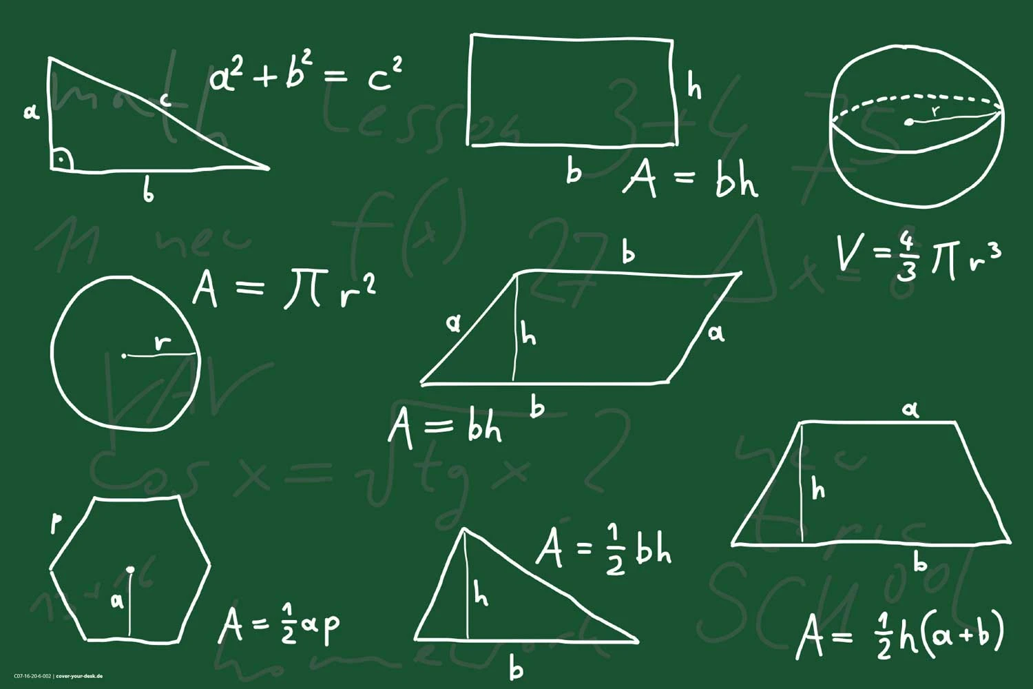 Schreibtischunterlage "Mathematik Muster" In Grün (L)60 X (B)40 2 Schreibtischunterlage "Mathematik Muster" In Grün (L)60 X (B)40 – Bild 2