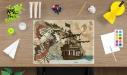 Schreibtischunterlage "Piraten Muster" In Beige (L)60 X (B)40