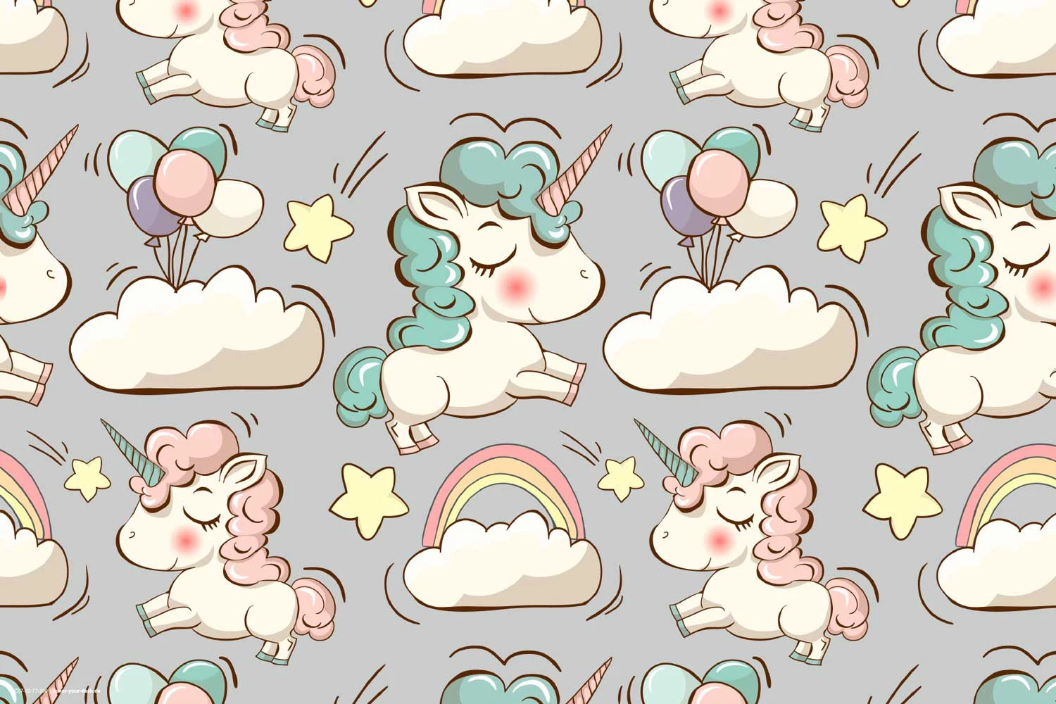 Schreibtischunterlage "Süße Einhörner" In Grau (L)60 X (B)40 2 Schreibtischunterlage "Süße Einhörner" In Grau (L)60 X (B)40 – Bild 2