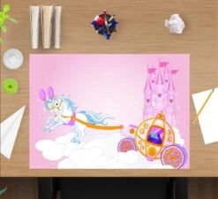 Schreibtischunterlage "Weiße Pferde" In Rosa (L)60 X (B)40