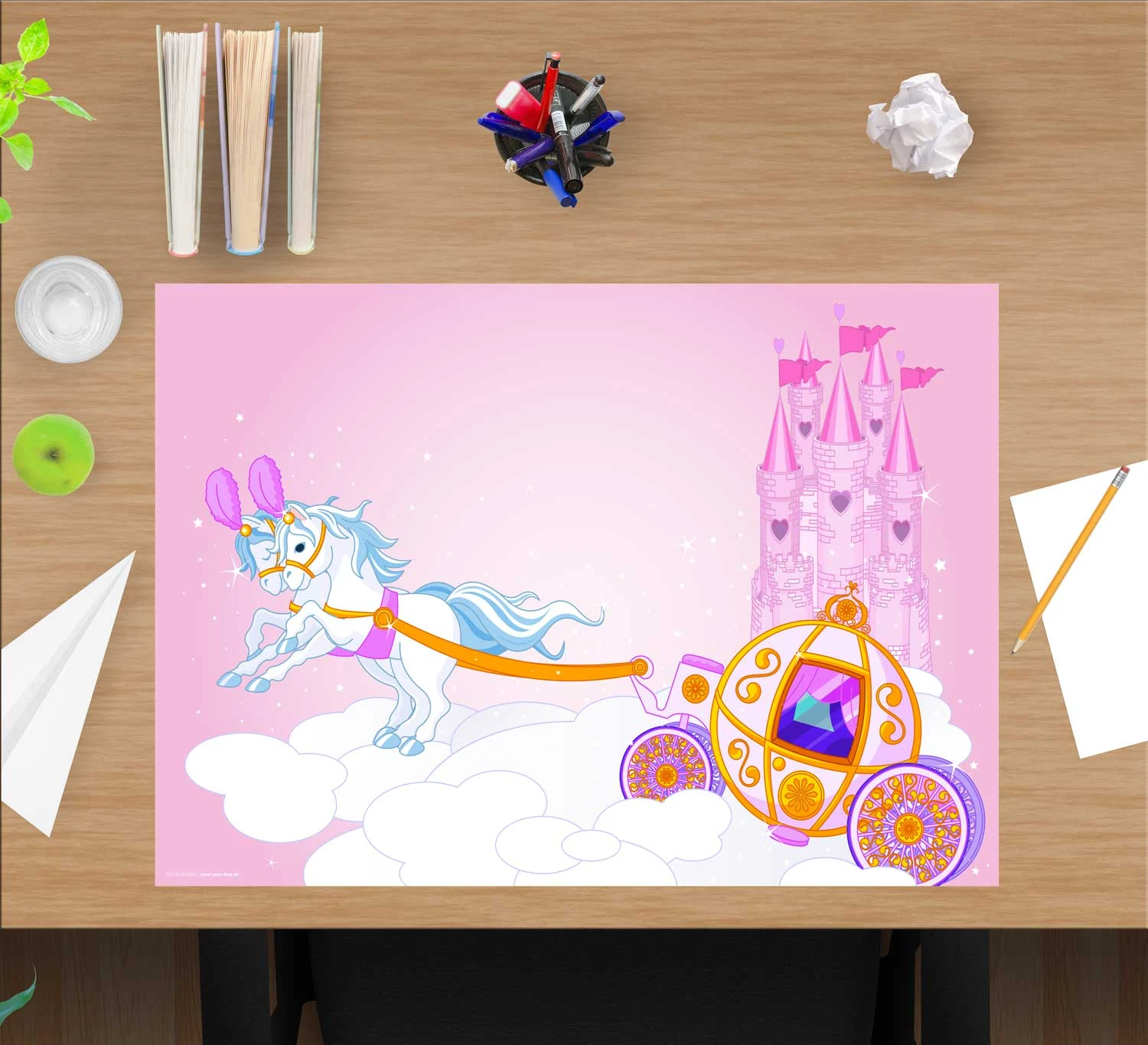 Schreibtischunterlage "Weiße Pferde" In Rosa (L)60 X (B)40 1 Schreibtischunterlage "Weiße Pferde" In Rosa (L)60 X (B)40