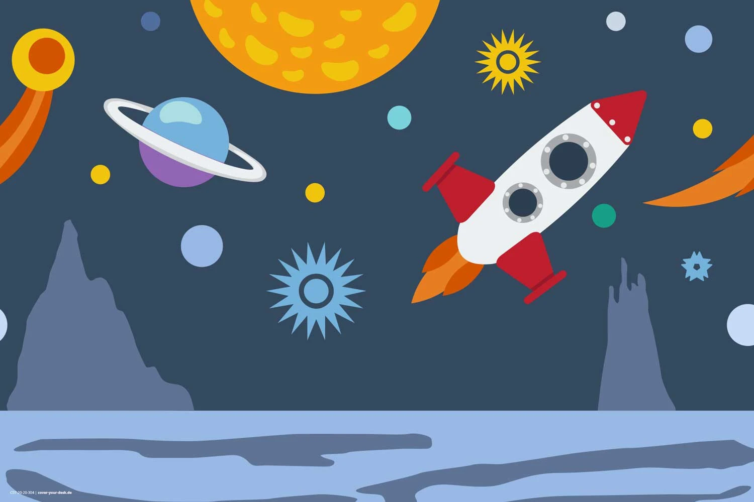 Schreibtischunterlage "Weltall Mit Rakete" Bunte Farben (L)60 X (B)40 2 Schreibtischunterlage "Weltall Mit Rakete" Bunte Farben (L)60 X (B)40 – Bild 2
