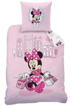 Mädchen Bettwäsche-Set Flanell "Disney's Minnie Mouse - Shopping" In Rosa