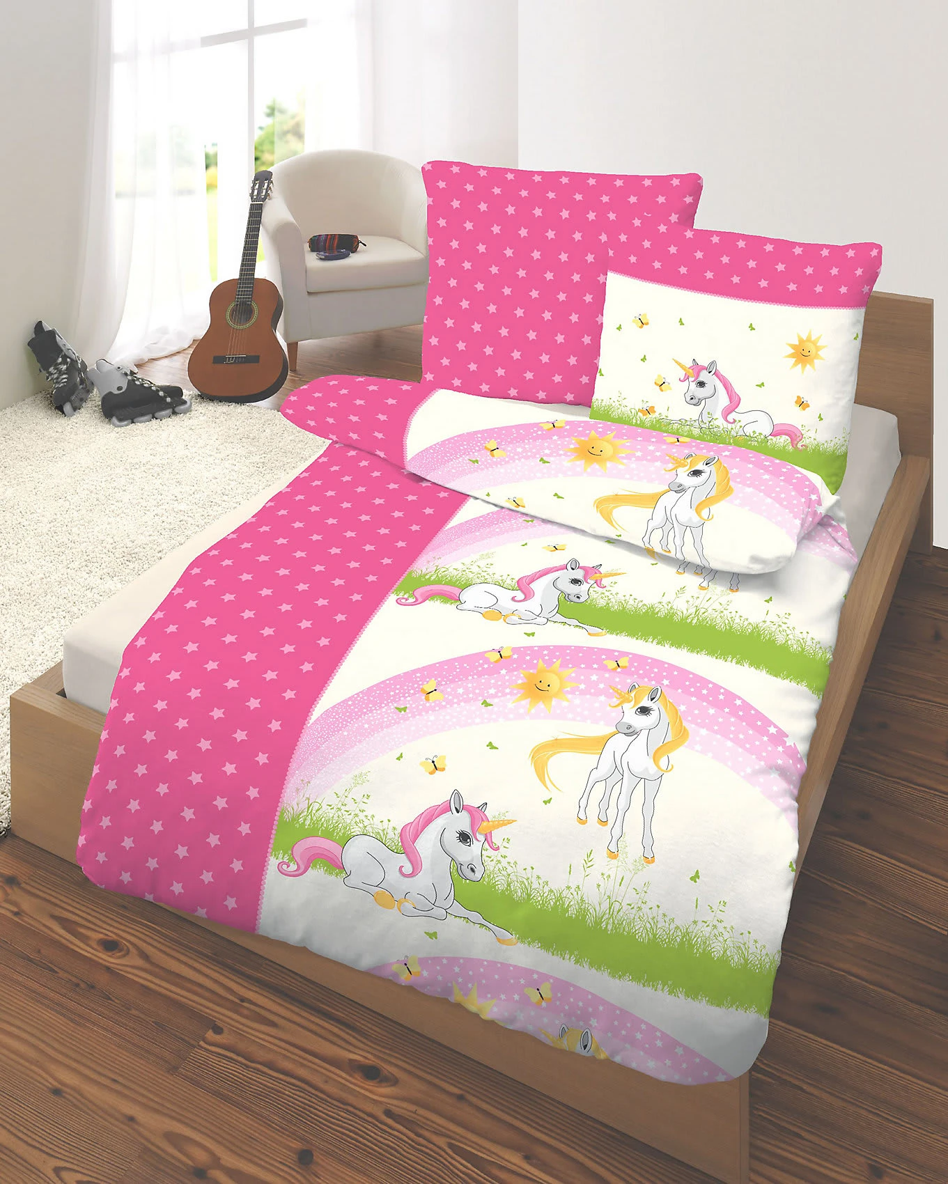 Kinderbettwäsche Einhorn, Renforcé, 135 X 200 Cm 2 Kinderbettwäsche Einhorn, Renforcé, 135 X 200 Cm – Bild 2