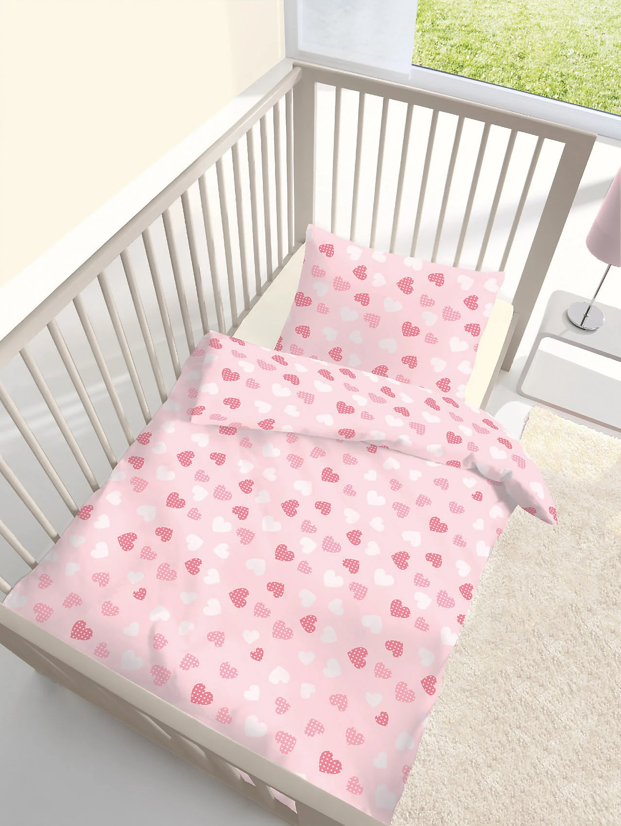 Kinderbettwäsche Herzchen, Renforcé, Rosa, 100 X 135 Cm 1 Kinderbettwäsche Herzchen, Renforcé, Rosa, 100 X 135 Cm