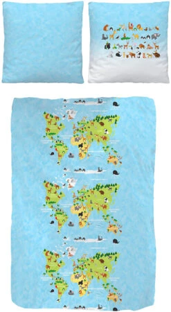 Kinderbettwäsche Weltkarte, Renforcé, 135 X 200 Cm