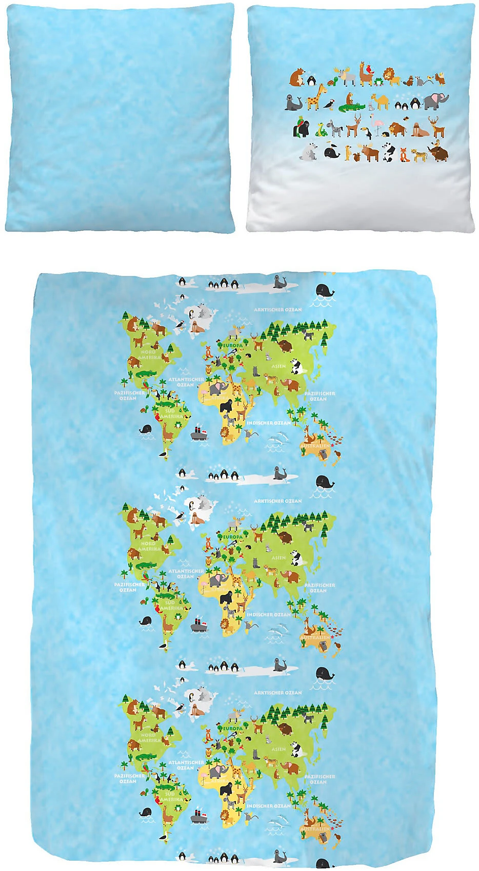 Kinderbettwäsche Weltkarte, Renforcé, 135 X 200 Cm 1 Kinderbettwäsche Weltkarte, Renforcé, 135 X 200 Cm