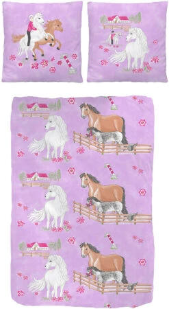 Pferdebettwäsche, Kinderbettwäsche Pferde, Linon, 135 X 200 Cm
