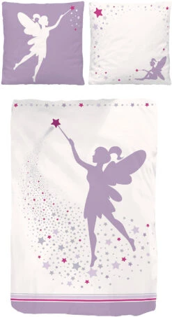 Wende- Kinderbettwäsche Fee, Biber, 135 X 200 Cm + 80 X 80