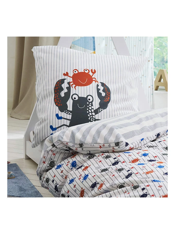 Renforcé-Bettwäsche-Set "Crabs" In Grau/ Orange 3 Renforcé-Bettwäsche-Set "Crabs" In Grau/ Orange – Bild 3