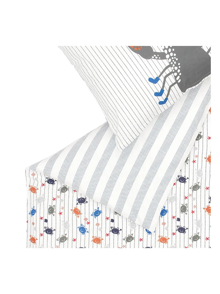 Renforcé-Bettwäsche-Set "Crabs" In Grau/ Orange 4 Renforcé-Bettwäsche-Set "Crabs" In Grau/ Orange – Bild 4