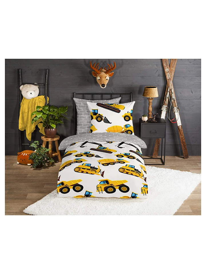 Flanell-Bettwäsche-Set "Dig" In Gelb/ Grau 3 Flanell-Bettwäsche-Set "Dig" In Gelb/ Grau – Bild 3