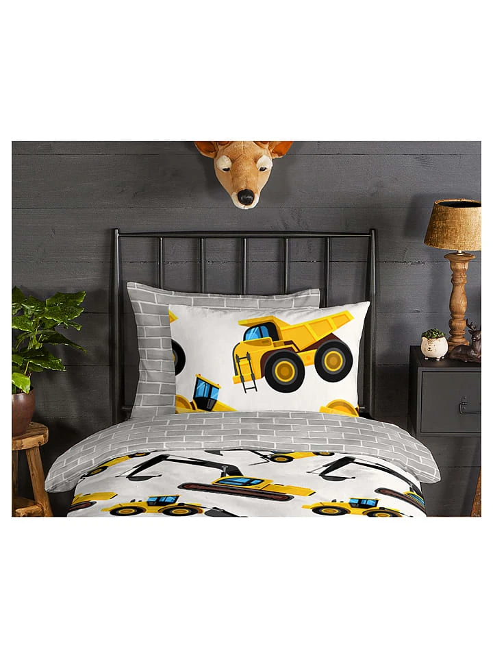 Flanell-Bettwäsche-Set "Dig" In Gelb/ Grau 4 Flanell-Bettwäsche-Set "Dig" In Gelb/ Grau – Bild 4