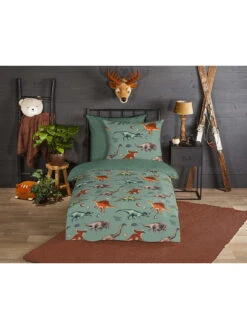 Flanell-Bettwäsche-Set "Dinono" In Grün -Kindermöbel good morning flanell bettwasche set dinono in grun 2