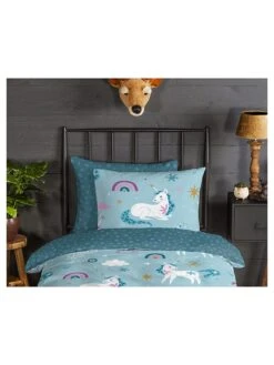 Flanell-Bettwäsche-Set "Snowycorn" In Blau 8 Flanell-Bettwäsche-Set "Snowycorn" In Blau -Kindermöbel good morning flanell bettwasche set snowycorn in blau 3