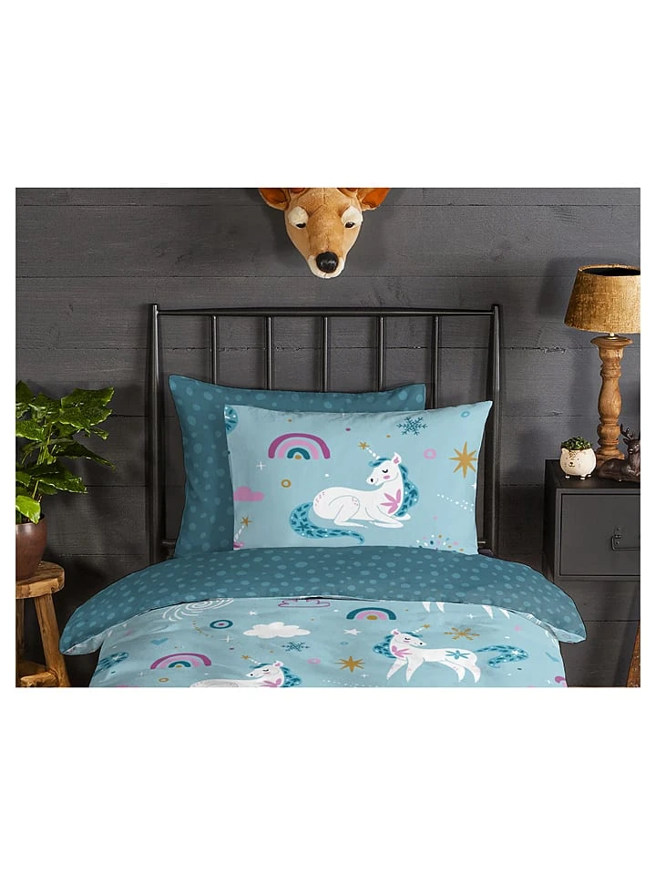 Flanell-Bettwäsche-Set "Snowycorn" In Blau 4 Flanell-Bettwäsche-Set "Snowycorn" In Blau – Bild 4