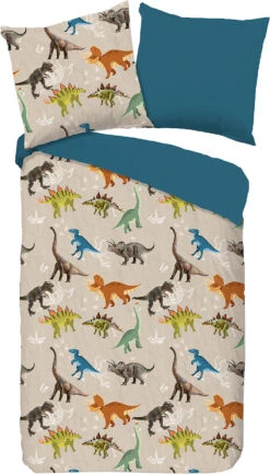 Kinder-Wendebettwäsche Dino, Renforcé, 135 X 200 Cm, Mit Reißverschluss