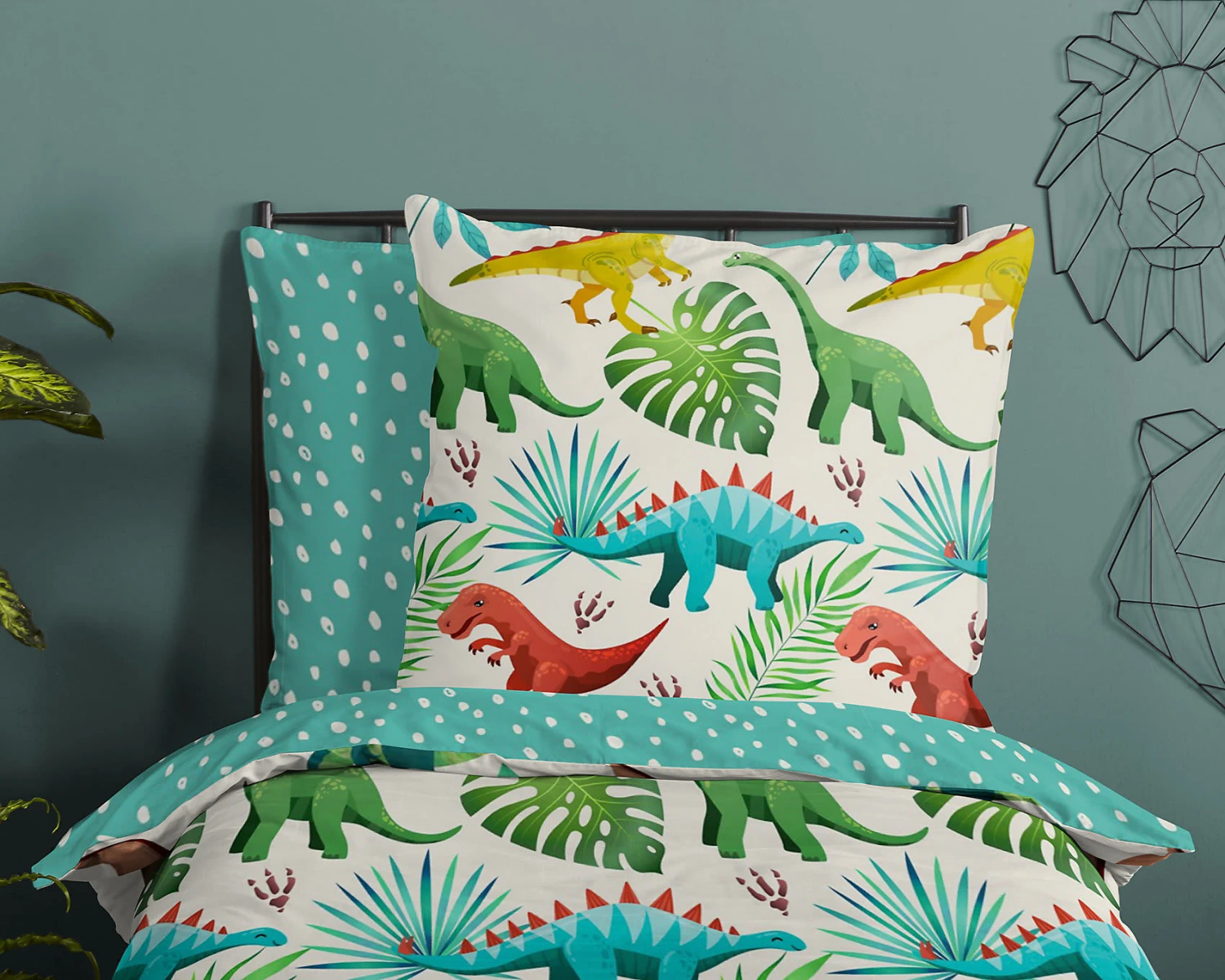 Kinder-Wendebettwäsche Dinos, Renforce Baumwolle, 135 X 200 + 80 X 80 Cm 3 Kinder-Wendebettwäsche Dinos, Renforce Baumwolle, 135 X 200 + 80 X 80 Cm – Bild 3