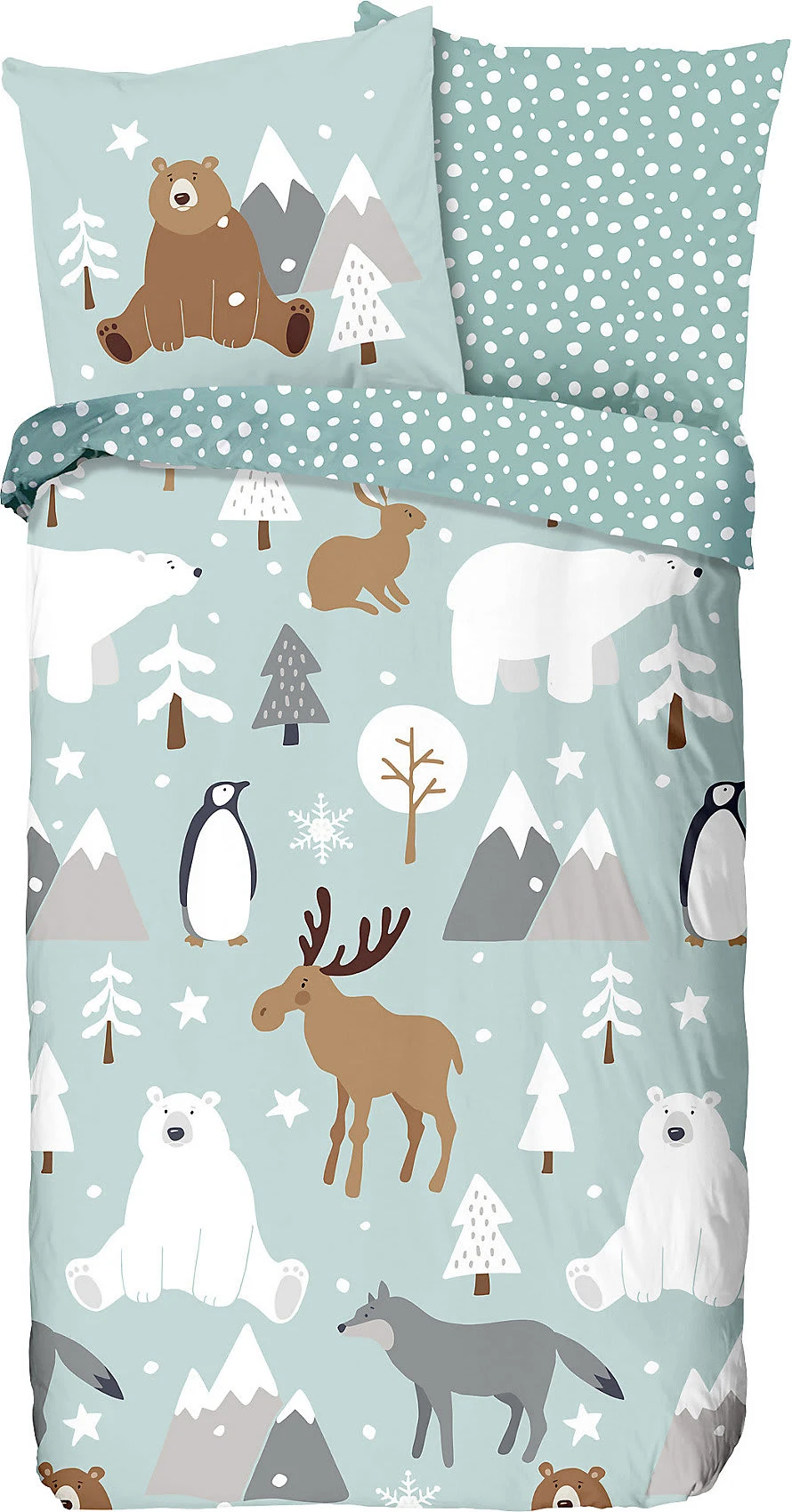 Kinder-Wendebettwäsche "Winter" Renforcé Mit Reißverschluss, 135 X 200... 1 Kinder-Wendebettwäsche "Winter" Renforcé Mit Reißverschluss, 135 X 200...