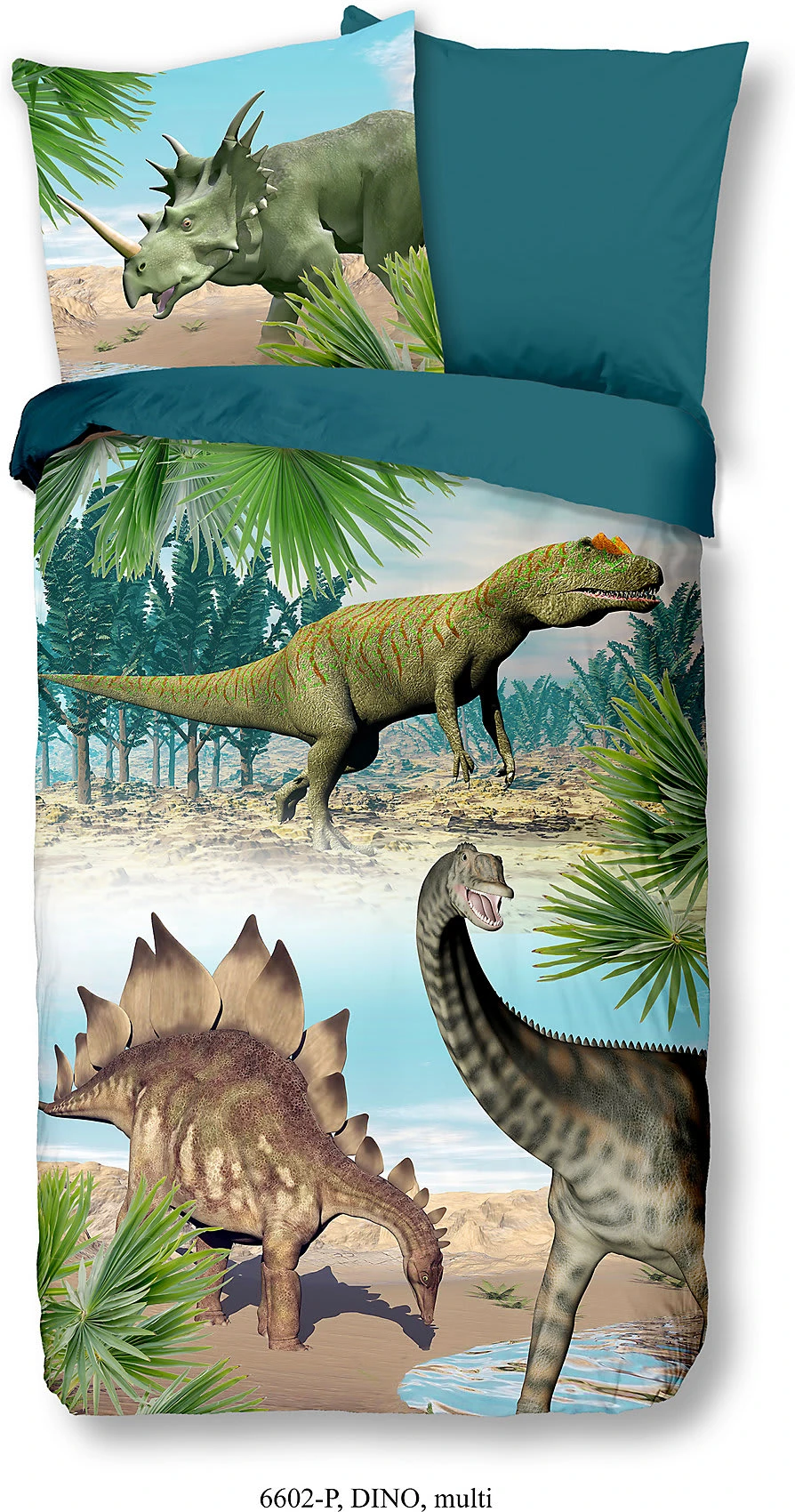 Wende-Kinderbettwäsche Dino, Renforcé, 135 X 200 + 80 X 80 Cm 1 Wende-Kinderbettwäsche Dino, Renforcé, 135 X 200 + 80 X 80 Cm