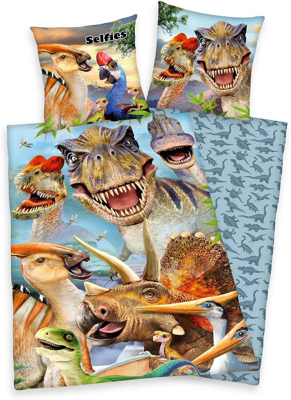 Herding Bettwäsche Selfie-Dinos, Renforcé, 135 X 200 + 80 X 80 Cm 1 Herding Bettwäsche Selfie-Dinos, Renforcé, 135 X 200 + 80 X 80 Cm
