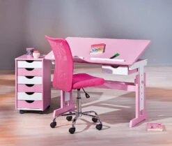 ABC Schreibtisch TITJE, Höhenverstellbar, Rosa/weiß -Kindermöbel inter link abc schreibtisch titje hohenverstellbar rosa weiss 8