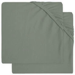 Jollein Spannbettlaken Jersey, 75 X 95 Cm, Ash Green 2er Set