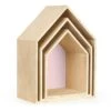 3er-Set: Wandregale "Houses" In Rosa/ Natur