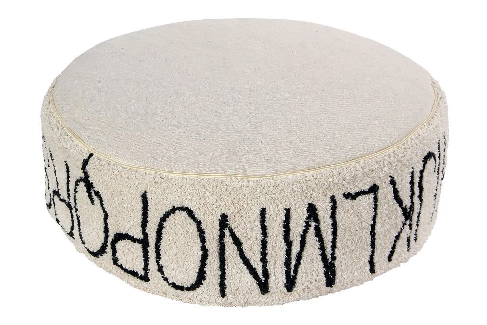 Lorena Canals Puff "ABC" In Natural/Schwarz - 70x70 Cm 2 Lorena Canals Puff "ABC" In Natural/Schwarz - 70x70 Cm – Bild 2