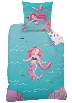 Mädchen Bettwäsche-Set "Meerjungfrau" In Türkis / Pink -Kindermöbel matt and rose madchen bettwasche set meerjungfrau in turkis pink 2