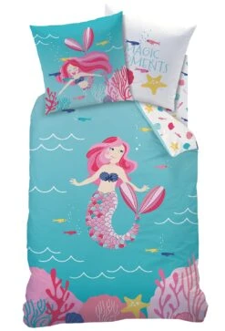 Mädchen Bettwäsche-Set "Meerjungfrau" In Türkis / Pink