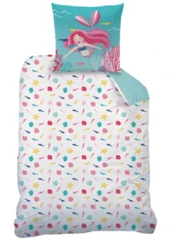 Mädchen Bettwäsche-Set "Meerjungfrau" In Türkis / Pink -Kindermöbel matt and rose madchen bettwasche set meerjungfrau in turkis pink 3