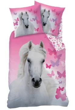 Mädchen Bettwäsche-Set "Pferde" In Rosa