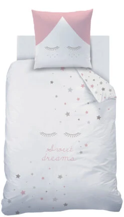 Mädchen Bettwäsche-Set "Sterne Sweet Dreams" In Weiß / Rosa