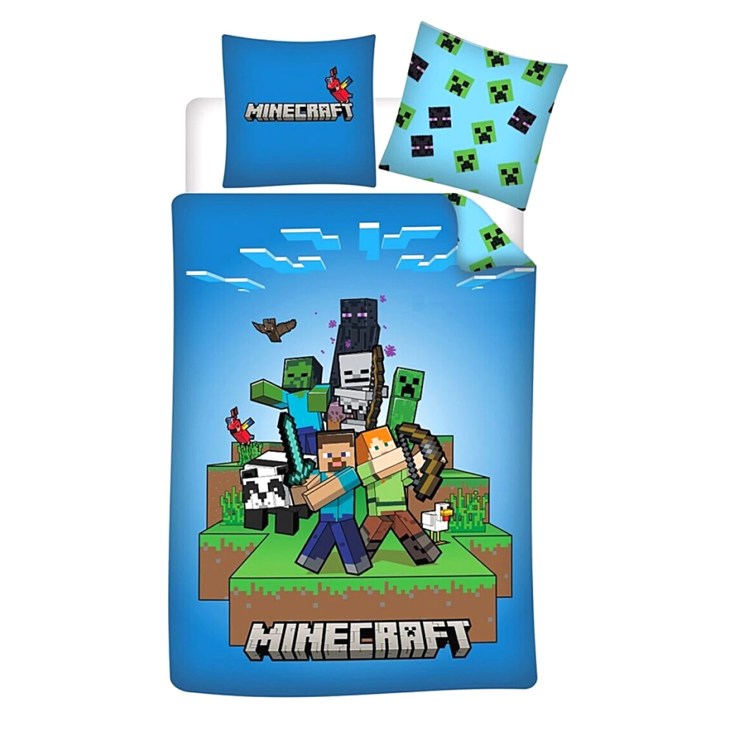 2-tlg.Set: Kinderbettwäsche Minecraft In Blau 1 2-tlg.Set: Kinderbettwäsche Minecraft In Blau