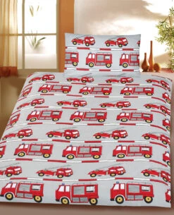 Kinderbettwäsche Feuerwehr, Cretonne, 135 X 200 Cm + 80 X 80 Cm Von Pötter