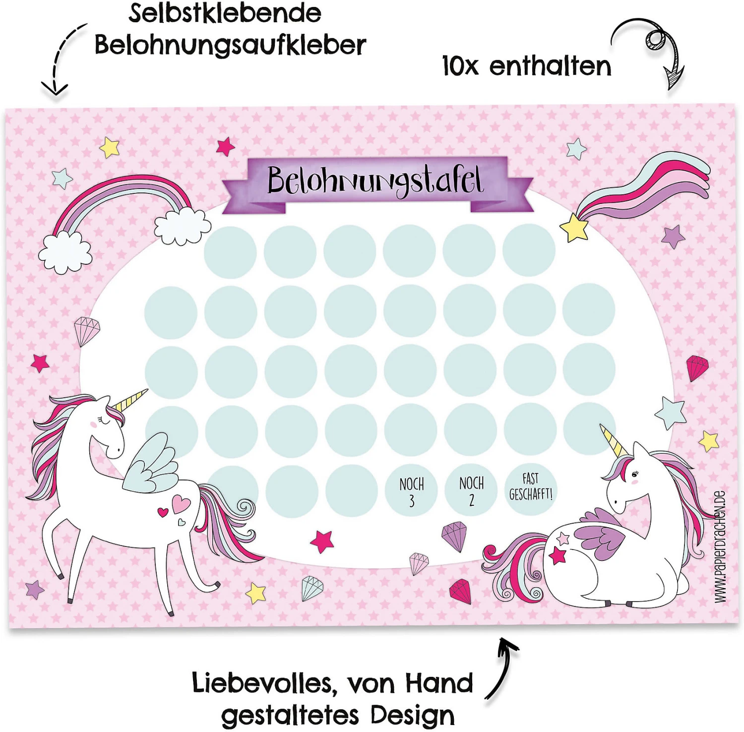 Belohnungstafelset Einhorn, 10 Bogen Inkl. Sticker 2 Belohnungstafelset Einhorn, 10 Bogen Inkl. Sticker – Bild 2