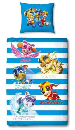 Kinder-Bettwäsche "Paw Patrol Mighty Pups" In Blau / Weiß