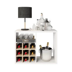 Fortuna - SET, Beistelltisch Mit 3 Fächern Inkl. Bareinsatz, Weiss, B/H/T: 75,1x57,9x34cm