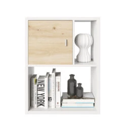 Fortuna - SET, Beistelltisch Mit 3 Fächern Inkl. Türeinsatz, Weiss, B/H/T: 75,1x57,9x34cm