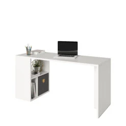 Fortuna - SET, Regal Mit 3 Fächern Inkl. Schreibtischanbau, Weiss, B/H/T: 75,1x57,9x34cm