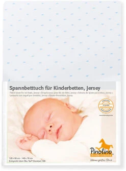 Pinolino 2 Spannbettlaken, Sternchen, Jersey, Hellblau/weiß, 60x120 Bis 70x140 Cm