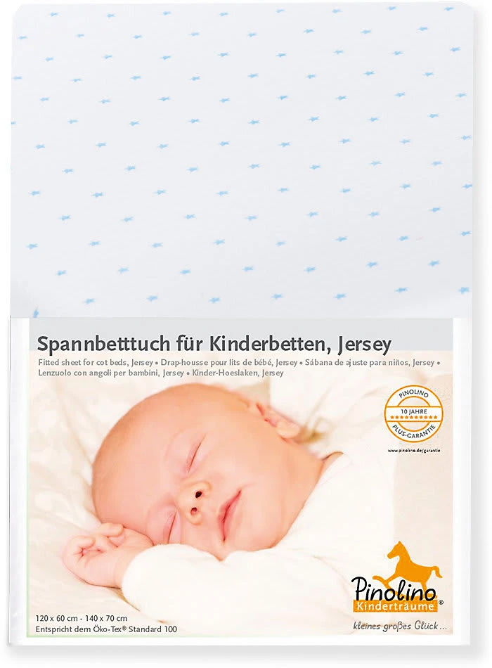 Pinolino 2 Spannbettlaken, Sternchen, Jersey, Hellblau/weiß, 60x120 Bis 70x140 Cm 1 Pinolino 2 Spannbettlaken, Sternchen, Jersey, Hellblau/weiß, 60x120 Bis 70x140 Cm