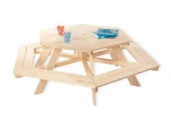 Pinolino 7-tlg. Kindersitzgarnitur "Nicki 6-Eck" In Natur